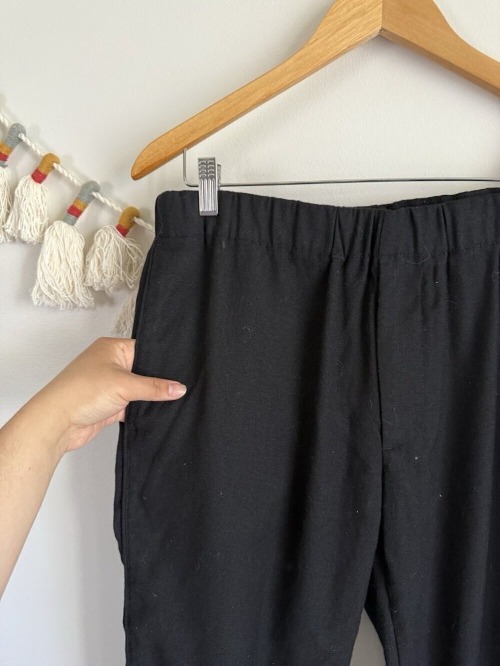 Club Monaco Wool Blend Black Pull On Boiled Pant Dressy Modest Capsule Wardrobe - Picture 5 of 10